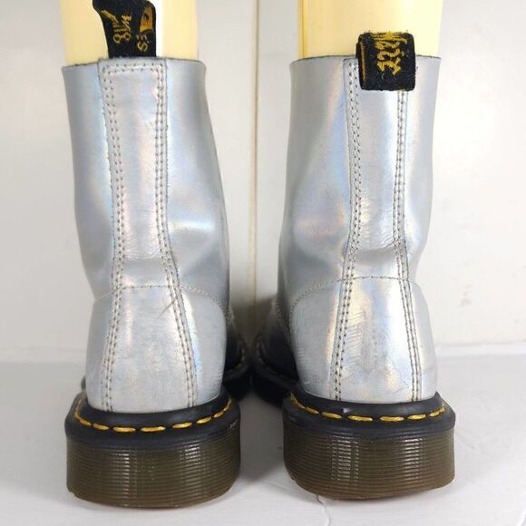 Dr. Martens Women's Pascal 1460 US 7 Ice Metallic Leather Lace Up Combat Boots - Picture 9 of 11